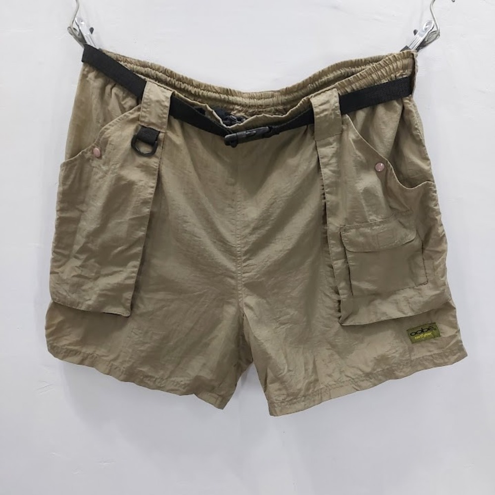 Oobe Cargo Hiking Shorts Mens Belted Utility Gorpcore L Tan Nylon Outdoor